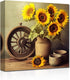 CXHOSTENT Sunflower Wall Decor, Farmhouse Flower Canvas Prints for Bathroom Kitchen Rustic Yellow Floral Paintings