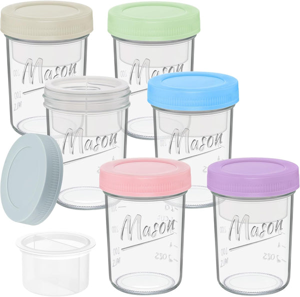 Xyptorix 16 oz Overnight Oats Containers with Lids, 6-Pack Leak-Proof Wide Mouth