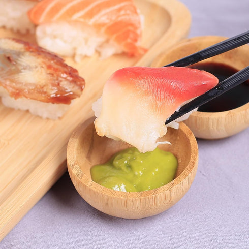 Dipping Bowls Set, Small Bamboo Sauce Cups for Soy Sauce/Condiment, Reusable Round Side Dish Bowls (Wood Color 1.4 oz.)