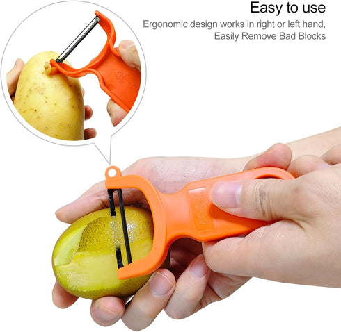 Original Vegetable Peeler Set, 3-Pack Potato Peelers with Carbon Steel Blades in Orange, Blue, Yellow