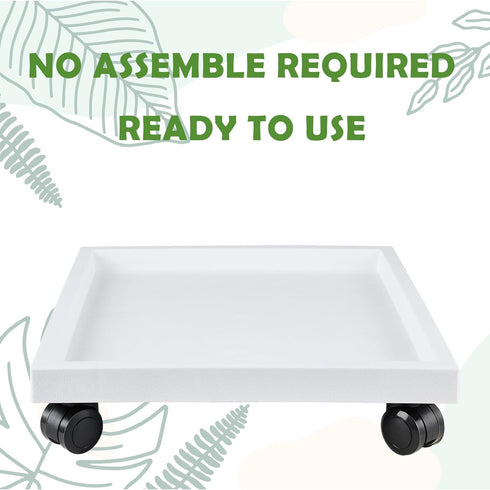 9.8 Inch Square Rolling Plant Caddy Saucer with Wheels, Heavy Duty Wheeled Planter Stand for Potted Plant, Coaster