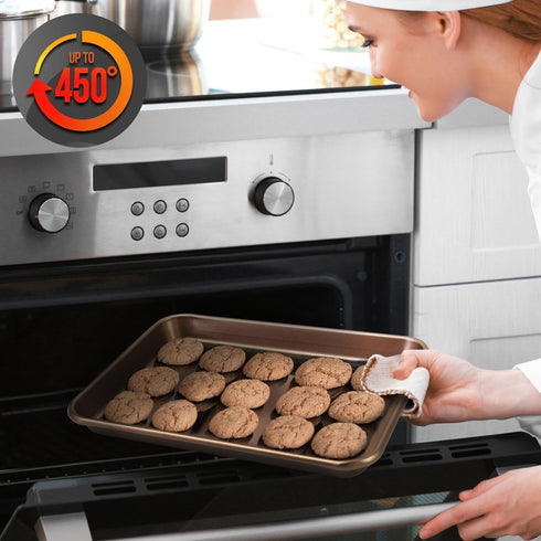 NutriChef 2-Piece Nonstick Baking Sheet Pans - Large & Medium Cookie Sheets - Premium Carbon Steel Oven Bake Trays -