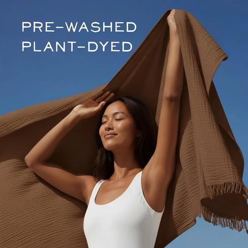 KyraHome 60"x80" 100% Summer Muslin Blankets for Adults, Large Cotton Throw Blanket, Plant Dyed Lightweight Breathable