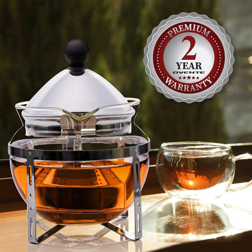 OVENTE Glass Teapot with Removable Stainless-Steel Infuser, 17oz Borosilicate Glass Tea Maker for Everyday Use