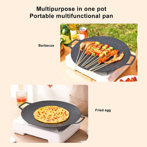 Nonstick Grill Pan, Induction Stove Top Grill Plate, Korean BBQ Round Griddle for Home, Outdoor, Camping