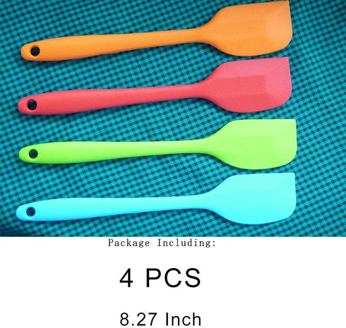 zYoung 4 Pcs Silicone Spatulas, Heat Resistant Rubber Scrapers, Seamless One Piece Design, Small Baking Mixing Tool