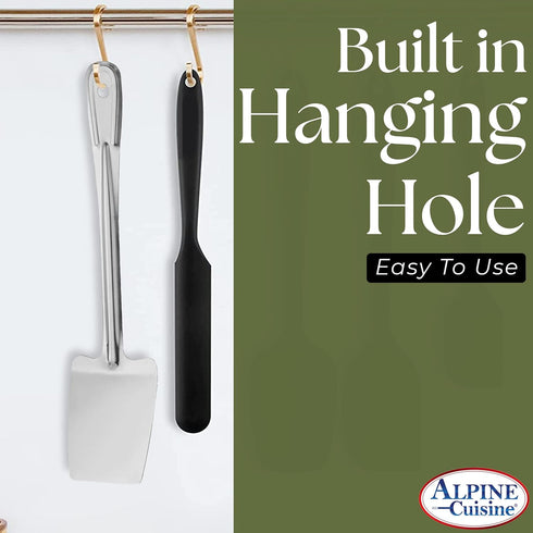 Alpine Cuisine Stainless Steel Solid Turner 13-Inches, Comfortable Handle, Heat Resistant Kitchen Spatula, Dishwasher