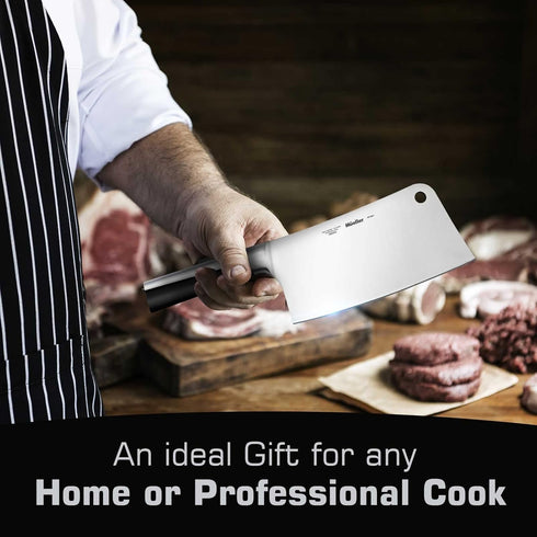 Mueller 7-Inch Meat Cleaver Knife, Stainless Steel Professional Butcher Chopper for Home Kitchen