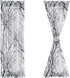 FMFUNCTEX Sheer Side Front Door Curtains 40" White Black Branch Tree Print with Matching Tiebacks