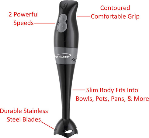 Brentwood Appliances HB-32BK 2-Speed 200-Watt Hand Blender in Black
