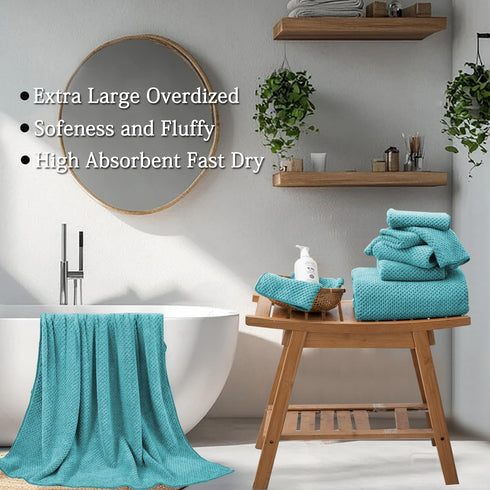 Set 35x70 Inches 600 Set (4-Pack) Hailea Extra Large Bath Towels - Aqua Luxury GSM Oversized Bath Sheet Towel,Ultra