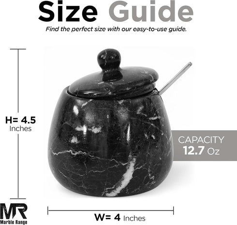 4.5 Inch Countertop Black Marble Salt Cellar Salt and Pepper Container, Salt Jar, Salt Dish, Salt Holder, Spice Jar