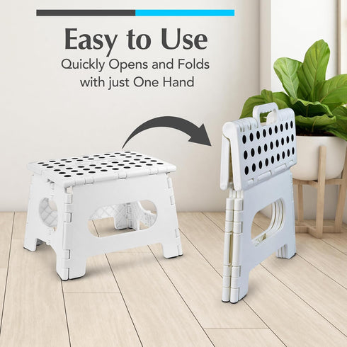 8 Inch) Handy Laundry Folding Lightweight Step Stool - Sturdy Enough to Support Adults and Safe Enough for Kids - Opens