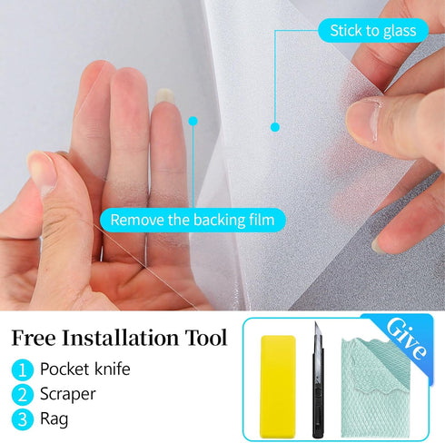 Niviy Frosted Window Film - Non-Adhesive Shower Window Covering for Bathroom, 17.7" x 78.7" Length