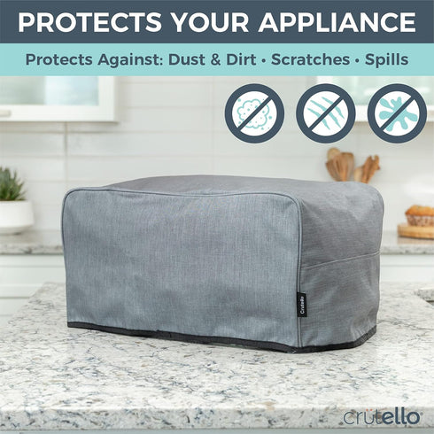 Crutello 6 Slice Toaster Oven Cover with Storage Pockets, Heavy Duty Small Appliance Dust Cover for Kitchen