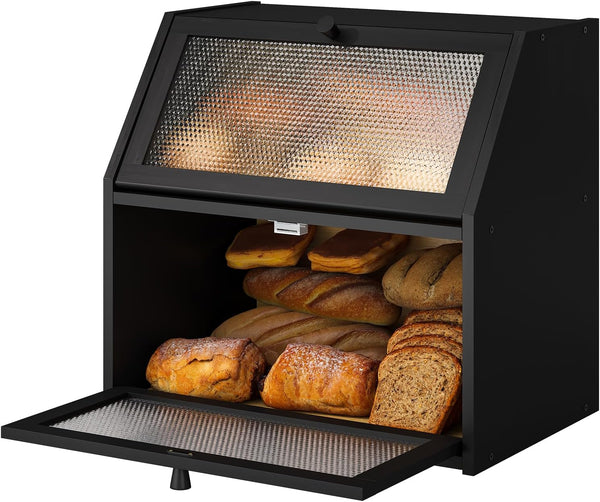 STDDRE Bread Box for Kitchen Countertop Bin Double Layer Bread Box Storage
