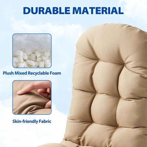 Lucresta 48.8 20.4 4.3, 1 Adirondack Chair Cushion, High Back Patio Cushions with Adjustable Ties, x x Waterproof