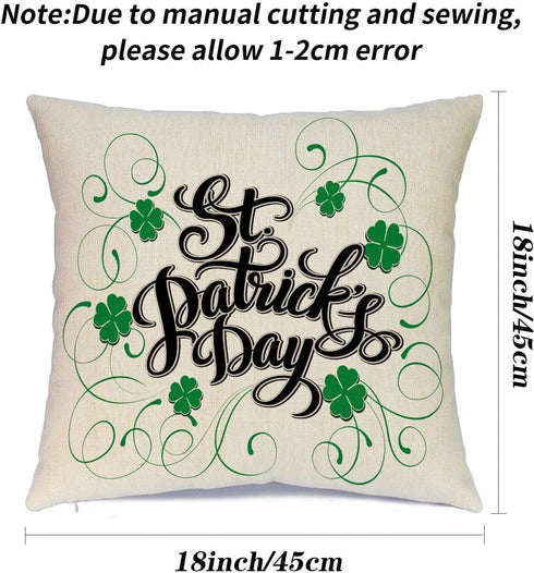 Ueerdand St Patrick's Day Pillow Covers, Set of 4 Shamrock Decorations, Green Clover Buffalo Plaid Cushion Covers
