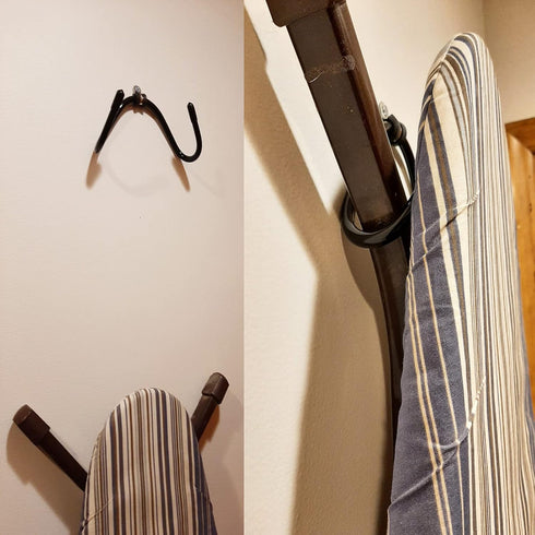 Pmsanzay Ironing Board Hanger, Wall Mount Ironing Board Holder Organizer Rack, Adjustable for Laundry Rooms - Holds 50LB
