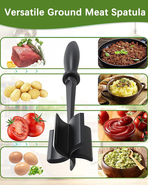 Upgrade Meat Chopper, Heat Resistant Nylon Hamburger Masher for Ground Beef, Non Stick Mix and Chop Tool