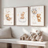 3Pcs 12x16in Teddy Bear Nursery Wall Art Bear Sleeping on The Moon and Stars Wall Decor Pictures Balloon Cloud Neutral