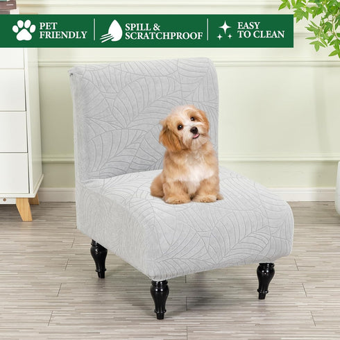 Armless Armless 1PC) Accent Chair Cover Stretch Leaf Jacquard Chair Covers for Living Room Slipper Chair Slipcover
