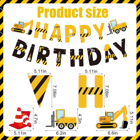 Maniaacer Set 5 Construction Birthday Banners Vehicle Truck Paper Garlands Construction Pennant Flags Bunting Banners