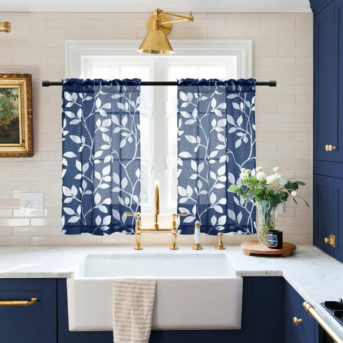XTMYI Kitchen Curtains 24 Inch Length Set of 2 Pack Sheer Cafe
