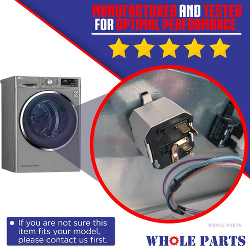 Whole Parts Dryer Push-to-Start Switch, Replacement Compatible with Maytag, Kenmore, Whirlpool Dryers