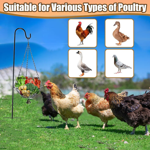WaiLaDi Hanging Chicken Feeder,Chicken Toys for Coop, Foldable Poultry Vegetable Fruits Feeder Basket with Shepherd's