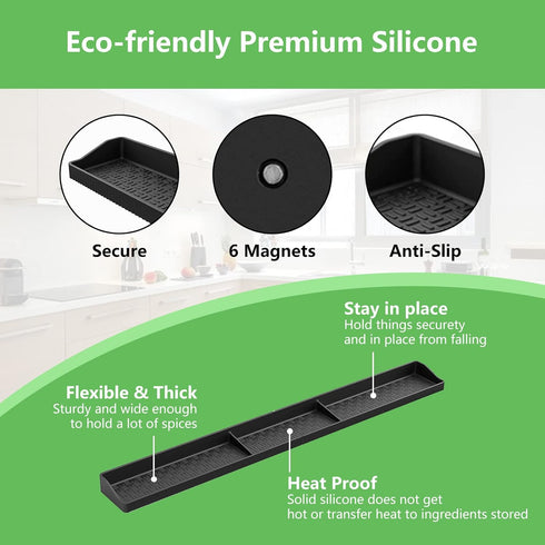 Weiwavivi 30 Inch Silicone Stove Top Shelf Magnetic for Kitchen, Strong Magnetic Heat Resistant Spice Rack Organizer