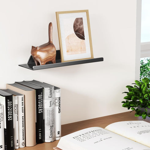 12") Floating Shelf for Wall, Wall Shelf, Off Center Metal Shelf for Decor, Modern Hanging Shelf for Storage with Lip