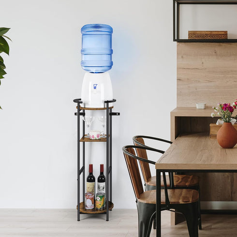 5 3-Tier 36.5'' 1-5 Gallon Water Dispenser Jug Stand Drink Beverage Dispenser Holder with Storage Shelf, Tall Water