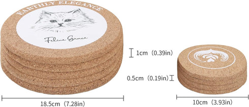 5 7.28" 4" Set 4, Cork Trivet, Pcs Trivets for Hot Dishes & Coasters of Drink CoastersPlant Coasters, Hot Pads