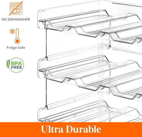 Lifewit Water Bottle Organizer, Stackable 12-Bottle Kitchen Pantry Storage, 4-Pack Plastic Holder, Modern Design