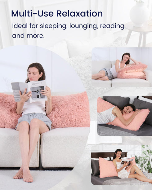 ZonLi Fluffy Body Pillow, Full Body Pillows for Adults, Long Pillow for Sleeping with Removable Cover and Adjustable