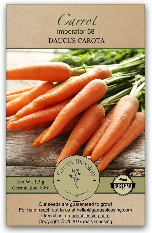 Gaea's Blessing Seeds - Carrot Seeds - Imperator 58 Non-GMO Seeds with