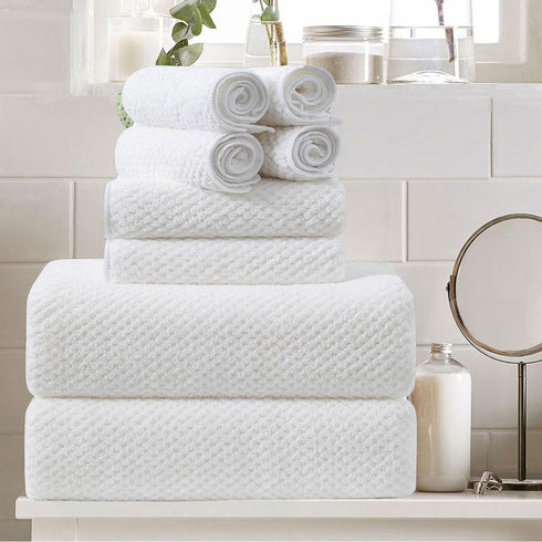 8 Piece Large White Family Bath Towel Set-2 Oversized Bath Towel Sheets,2