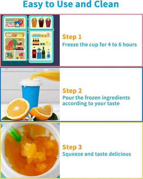 Slushie Maker Cup, Large Capacity Quick Frozen Smoothies Cup, Double Layer Squeeze Cup for Homemade Milk Shake