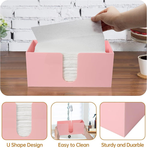 Countertop, Acrylic Paper Towel Holder Pink Paper Towel Dispenser, Napkin Holder, Suitable for Z-fold, C-fold