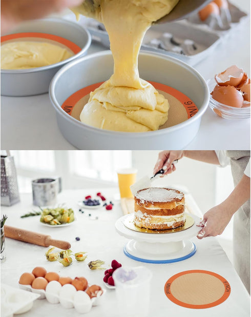 Silicone Baking Mats Set of 2, Round Non-Stick Reusable Air Fryer Liners, 12 inch