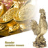 Rooster Figurine, Pure Brass Good Luck Chicken Statue, Feng Shui Ornament for Home Office Decoration