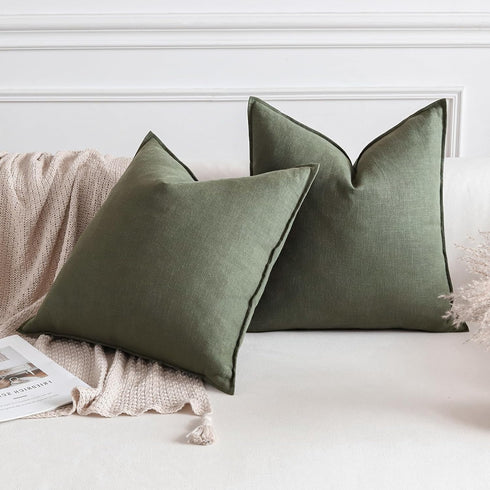 Pack 2 24 24 Inch OTOSTAR of Soft Linen Decorative Throw Pillow Covers x Solid Farmhouse Pillowcases Boho Accent Pillow