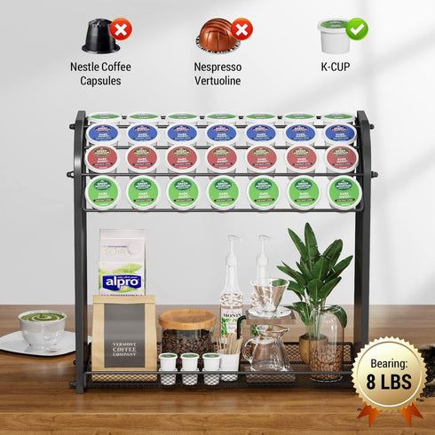 K Cup Coffee Pod Holder, Coffee Pod Organizer for Coffee Bar Accessories, Easy Assembly KCup Coffee Station for