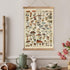 12 16 Inches XIAOAIKA Vintage Mushroom Poster with Wooden Frame - Classic Botanical Print with Variety of Fungi Species