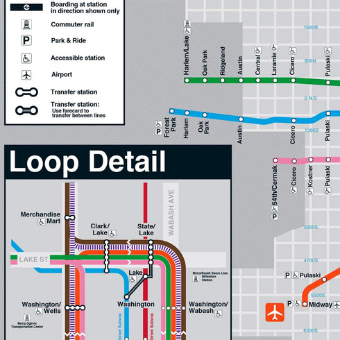 CTA Rail System Map Poster, Chicago Gift, Chicago Map Art, Wall Art, Chicago Poster