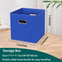 Black Foldable Storage Cubes Bins, Set of 6 Fabric Organizer Baskets with Dual Handles (Dark Blue)