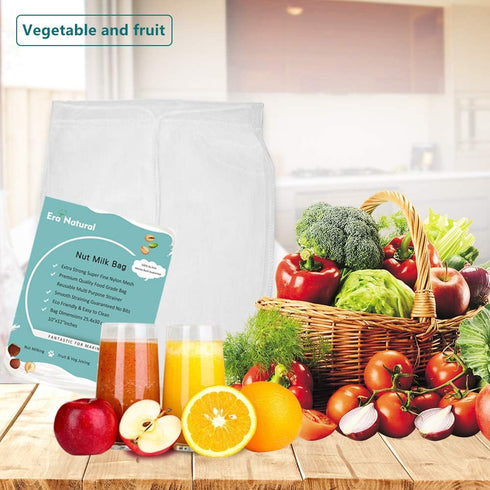 ERA NATURAL 3 Pack 12" 10" Nut Milk Bag Reusable x Cheesecloth Bags for Straining Almond/Soy Milk Greek Yogurt Strainer