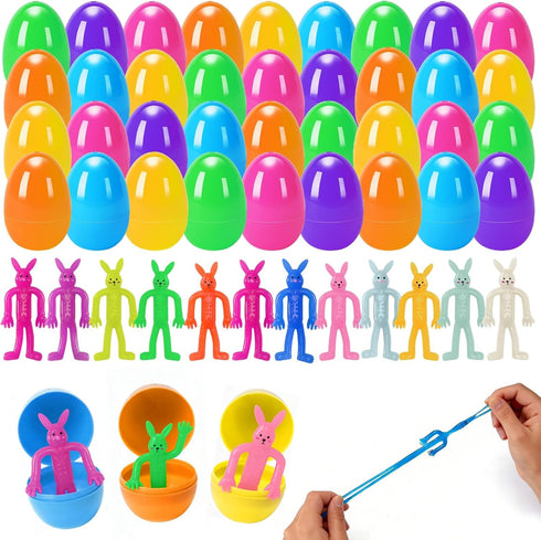 36Pack Labrostar Prefilled Easter Eggs with Squeeze Toys Inside Bright Colorful Filled Squeeze Toys Easter Basket
