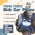 Kids Car Sleeping Pillow - X-Shaped Plush Animal for Neck & Back Support - Hands & Seat Belt Slot - Machine Washable